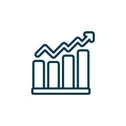 An illustration of a bar chart with an arrow charting growth