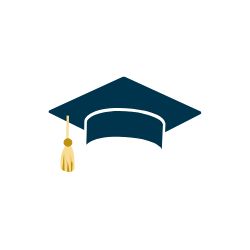 A graphic depicting a graduation cap