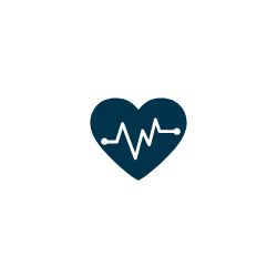 A graphic depicting a heart with an illustration of an electrocardiogram line inside of it